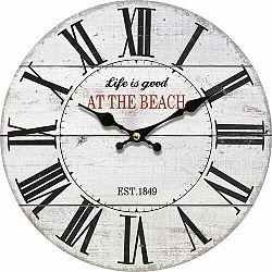 Drevené nástenné hodiny At the beach, pr. 34 cm