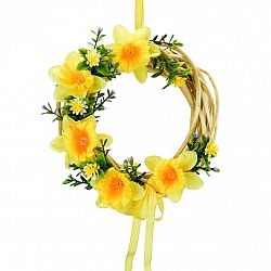 Jarný prútený veniec Narcis, 20 cm​