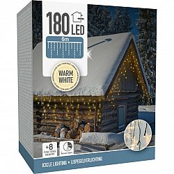 Svetelná vianočná reťaz Icicle teplá biela, 180 LED
